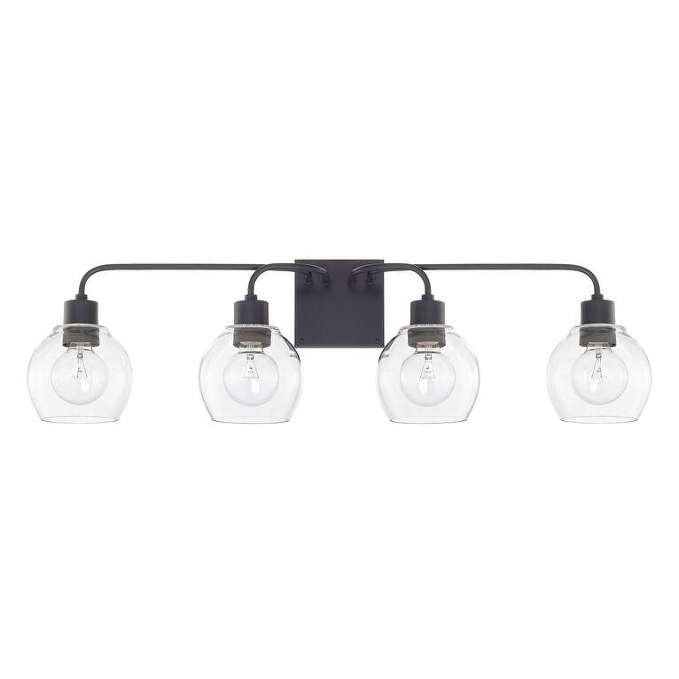 Tanner 4-light Bath/ Vanity Fixture - Matte Black/ Clear Glass