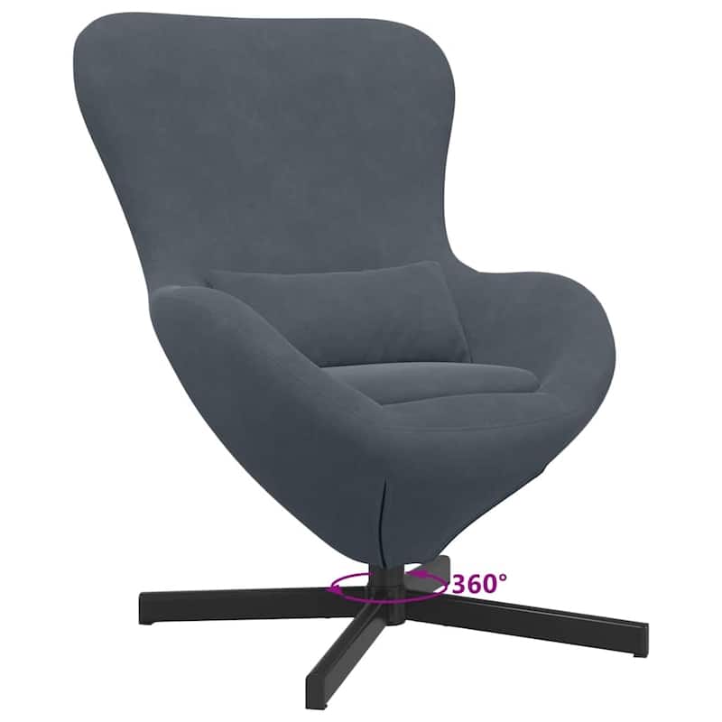 vidaXL Egg Chair Black/ Dark/Light Grey Velvet - 24.8 x 28.7 x 35.4