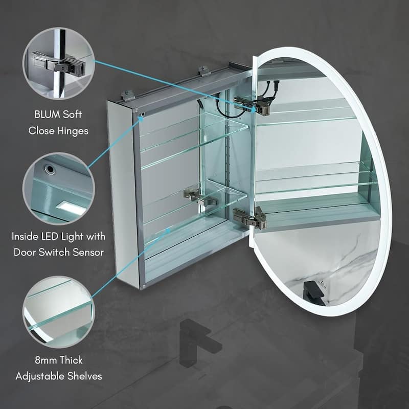 Blossom 32 Inch Round LED Medicine Cabinet