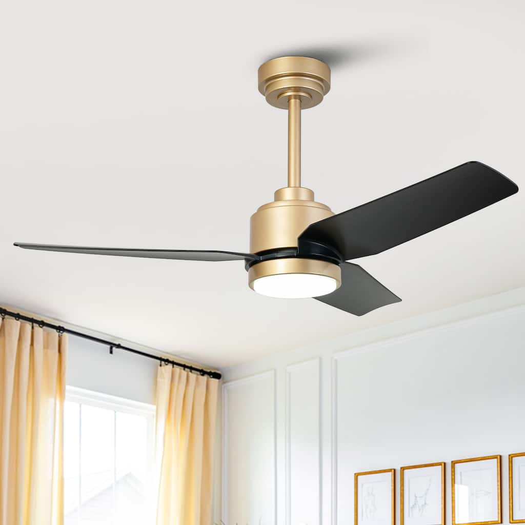 42" 3-Blade Modern Black & Gold Ceiling Fan with LED Light