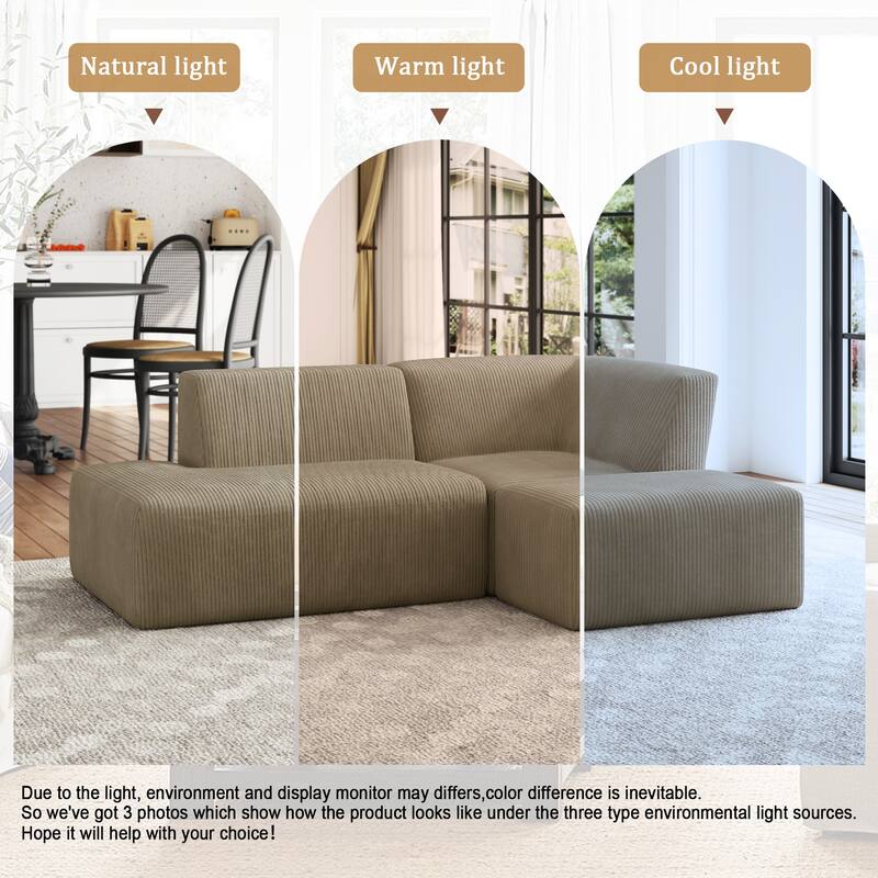 Oversized Corduroy Modular Sectional Fabric Sofa Set