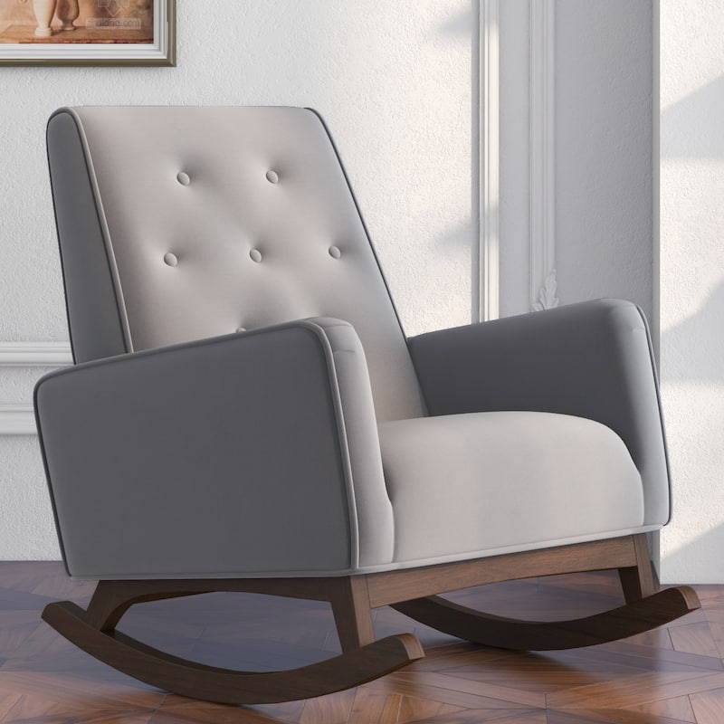 Westminister Modern Indoor Nursery Rocking Armchair for Bedroom and Livingroom - Light Grey Microfiber
