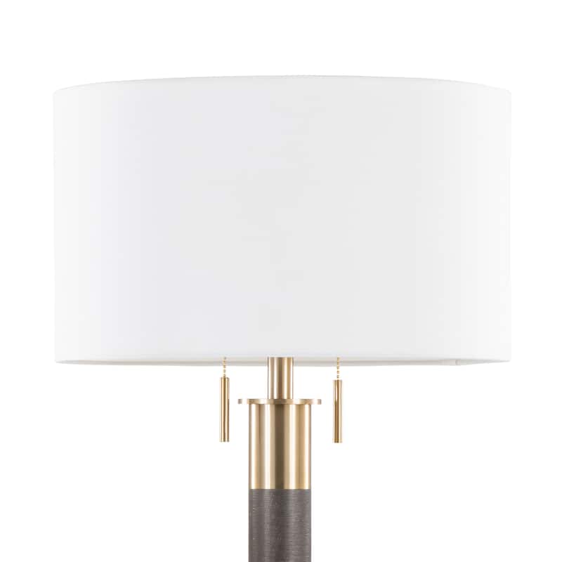 Trophy 62" Glam Floor Lamp In Gold Metal And White Linen Shade