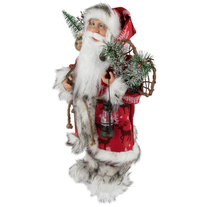 16" Santa Claus with Lantern and Snowshoes Christmas Figure