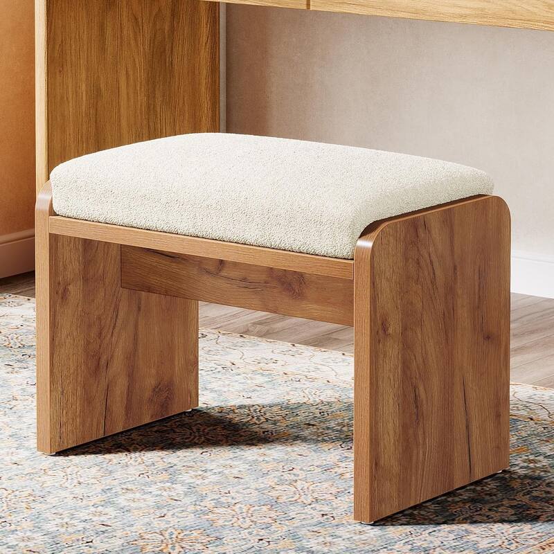 Upholstered Stool, Modern Footstool with Removable Cushion, Dressing Chair Small Ottoman Bench