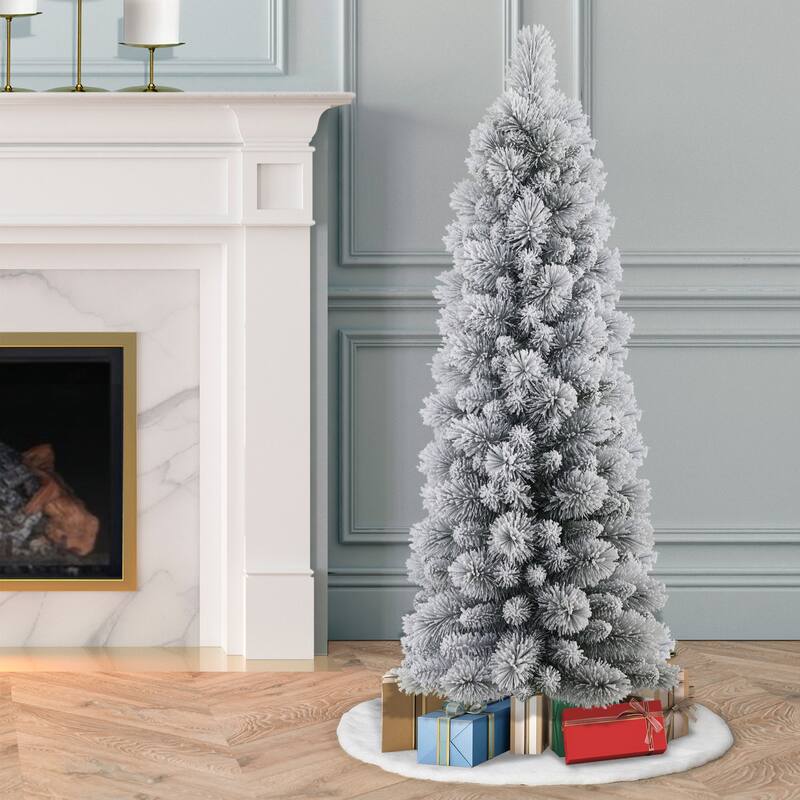 Puleo International 4.5' Flocked Pencil Artificial Christmas Tree