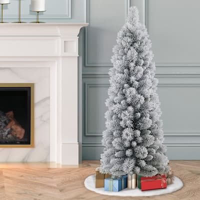 Puleo International 4.5' Flocked Pencil Artificial Christmas Tree