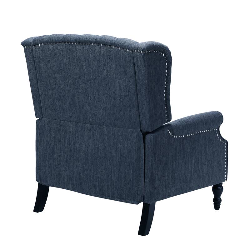 Oversized Wingback Push-Back Recliner with Footrest, Tufted Back, Nailheads