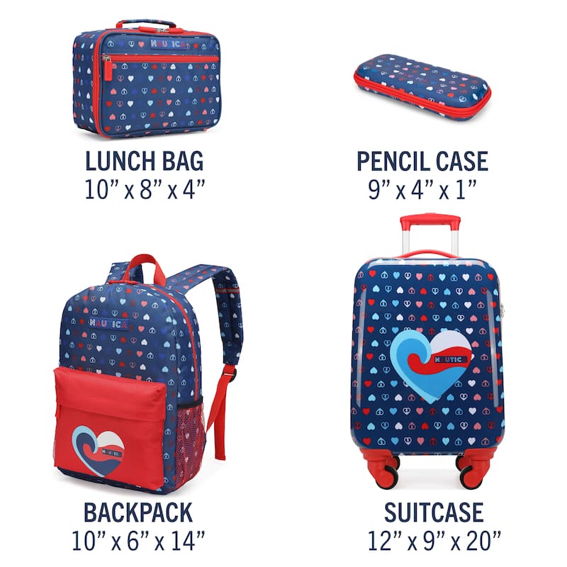 Nautica Kids 18" Back to School Carry-on 5-Piece Luggage Set