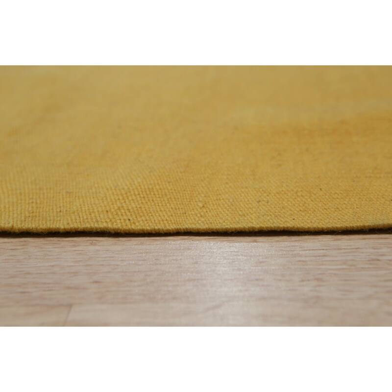 Yellow Handwoven Wool Contemporary Modern Flat Weave Rug, 6' x 8', Soft Wool, Elegant Modern Flatweave Rug - N/A