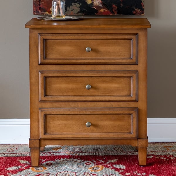 Shop Becket 3 Drawer Side Table On Sale Overstock 22823882 Honey Pine