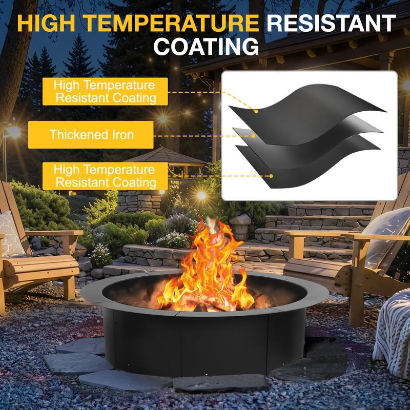 Aoodor 36 Inch Metal Fire Pit Ring - 36"