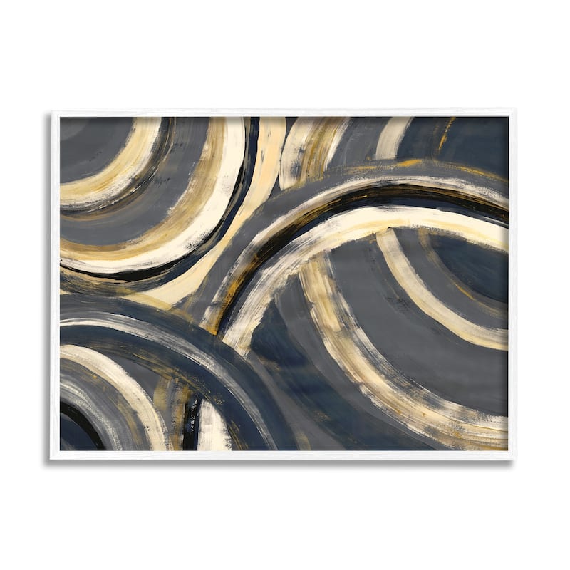 Stupell Abstract Developing Rings Grey Gold Encasing Arches Framed Wall Art - 16 x 20 - White