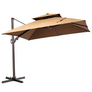 Outdoor 10 x 10 ft Square Double Top Patio Cantilever Offset Umbrella