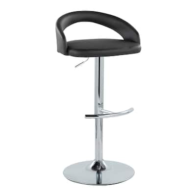 Grotto Upholstered Adjustable Barstool with Chrome Base