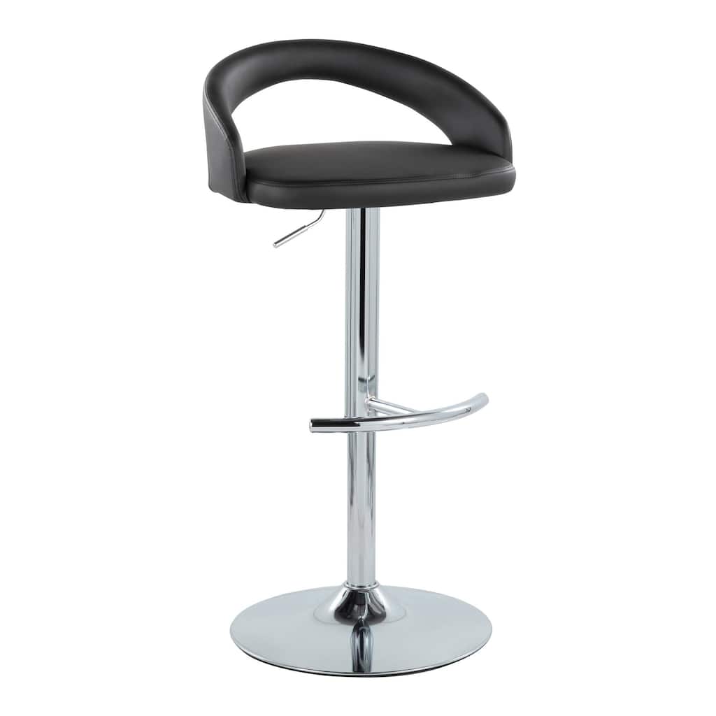 Grotto Upholstered Adjustable Barstool with Chrome Base
