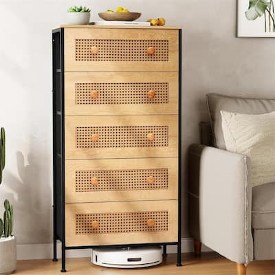 Rattan Dresser Storage Tower - 11.81"D x 23.23"W x 45.67"H