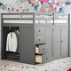 preview thumbnail 2 of 38, Full Size Wood Loft Bed With Built-in Wardrobes,Cabinets and Drawers