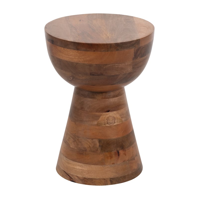 Sagebrook Home Accent Table Wood Mango MDF Round Top Tapered Base 13x13x18 Inches Brown Polished Finish Brown Wood - Wood - 13" x 13" x 18" - Brown