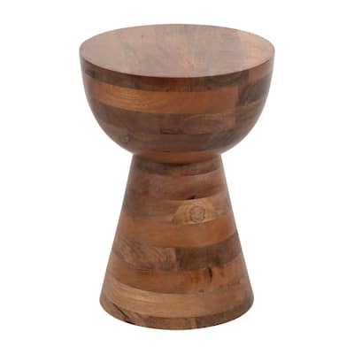 Sagebrook Home Accent Table Wood Mango MDF Round Top Tapered Base 13x13x18 Inches Brown Polished Finish Brown Wood