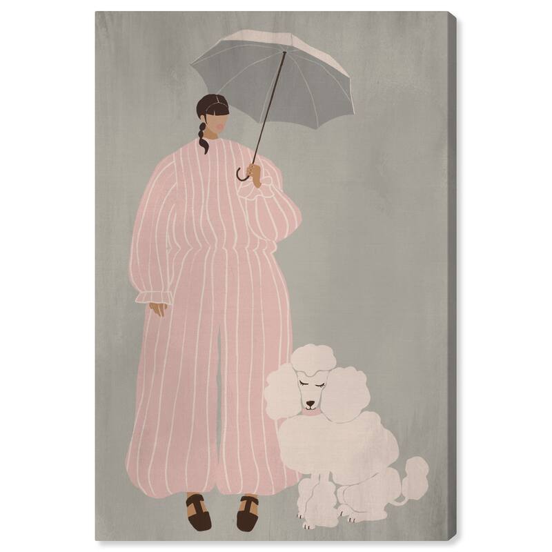 Wynwood Studio Canvas Fashion and Glam Fluff and Stripes Pink and Light Pink Modern & Contemporary Wall Art Canvas Print
