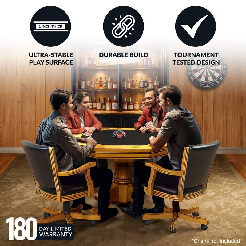 Hathaway Kingston 48-in Poker, Bumper Pool, Dinning Table Combo Set - Oak Finish (Table Only) - 48-in diameter x 31-in H