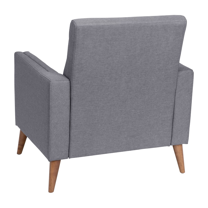 Mid-Century Modern Upholstered Tufted Chair with Wood Legs