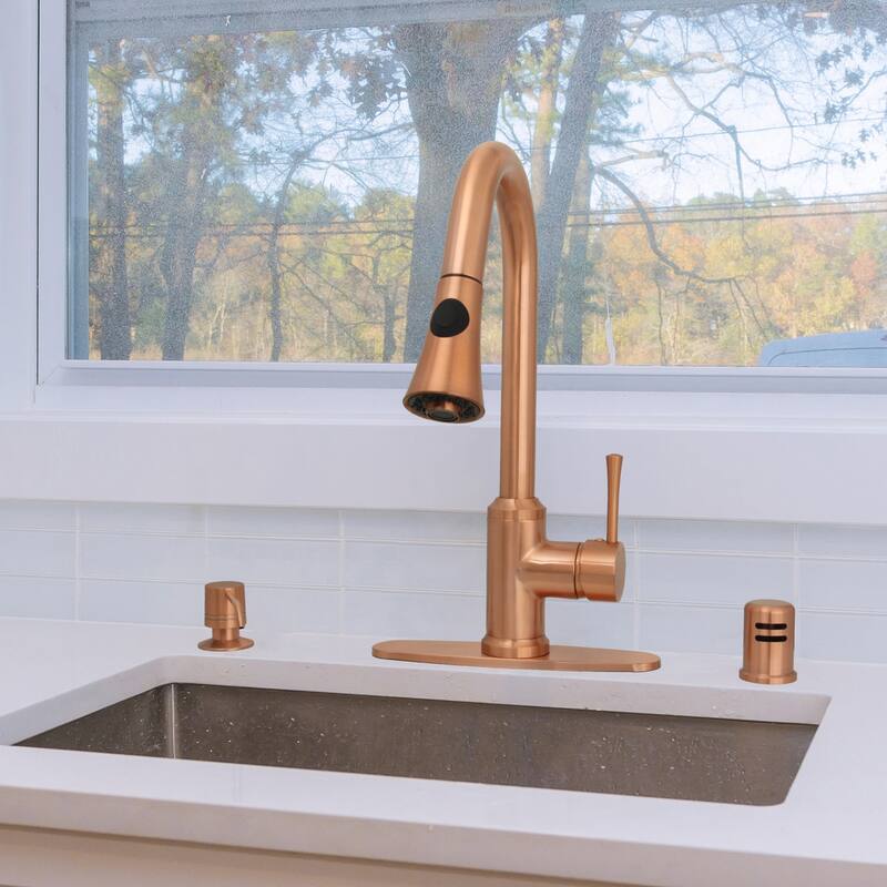 One-Handle Pull-Down Copper Kitchen Faucet - 16"