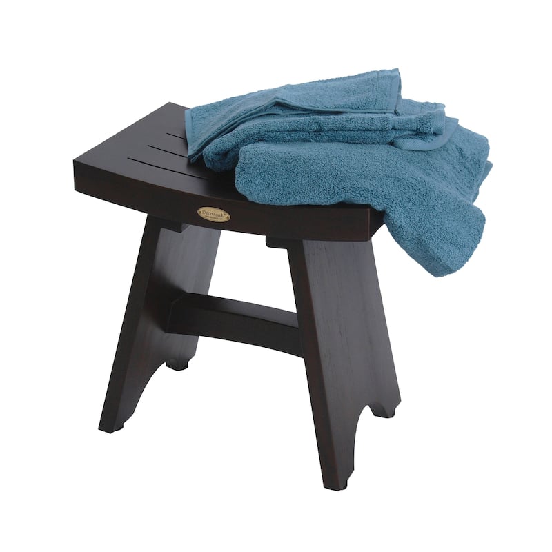 18" DecoTeak Serenity Eastern Style Teak Shower Bench Stool in Woodland Brown