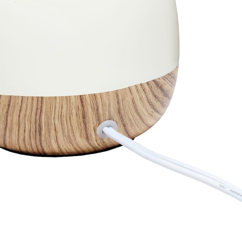 Simple Designs Petite Mid Century Table Lamp, Dark Wood and Light Gray - N/A