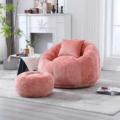 HOMEFUN Comfortable Beanbag sofa, with memory foam filler, can rotate super large round sofa