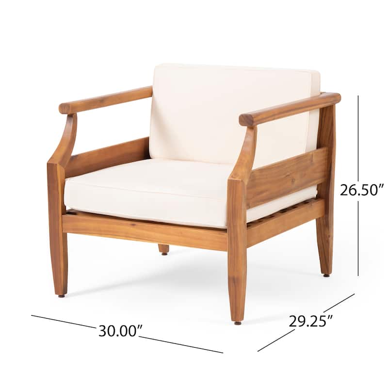 Outdoor Patio Club Chair, Acacia Wood Frame Conversation Furniture