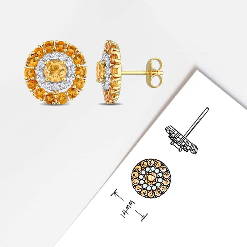 Miadora 3 1/2ct TGW Citrine and White Topaz Stud Earrings Yellow Silver