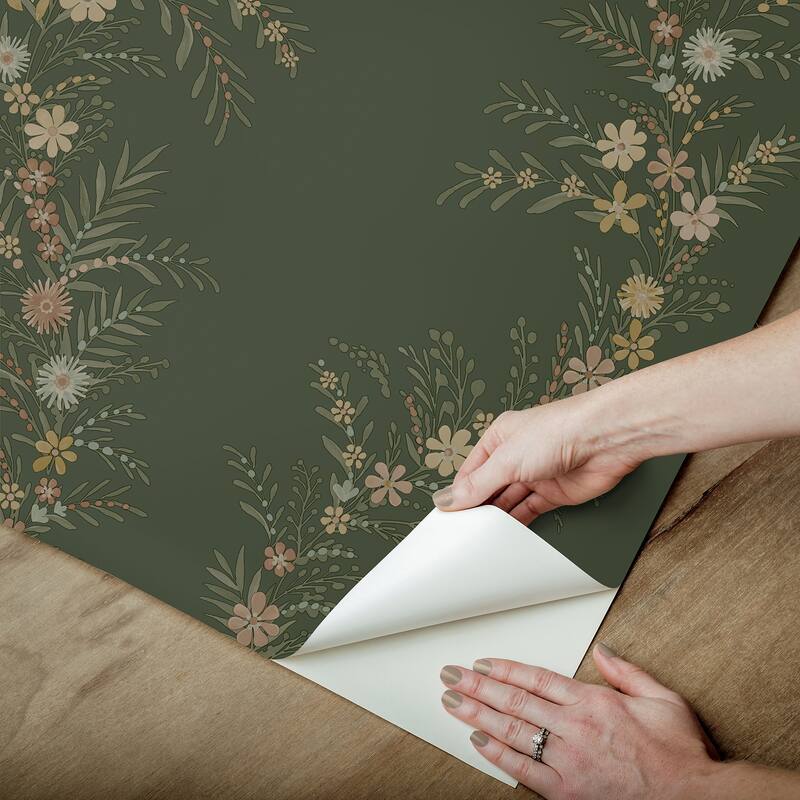 Chris Loves Julia x NuWallpaper Posy Spruce Peel and Stick Wallpaper