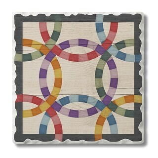 Counterart Absorbent Stone Coasters - Double Wedding Ring - Set of 4 ...