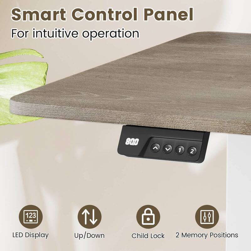 Costway 48” x 24” Electric Standing Desk with LED Display 2 Memory