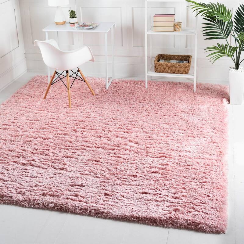 Shag Arum Shag Collection Area Rug - 8' Square - Pink Lace