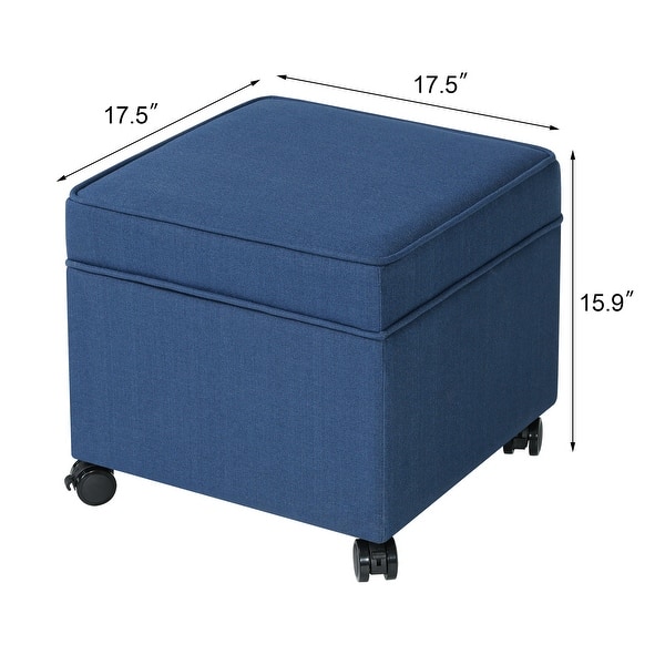 dimension image slide 4 of 14, Adeco Square Storage Ottoman 17 inch Footstool