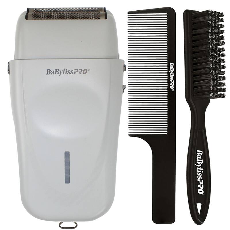 BaByliss Pro Limited Edition LithiumFX+ Cord/Cordless Lithium Ergonomic Double Foil Shaver Gray FXFS573GY + Fade Brush + 9" Comb - Grey