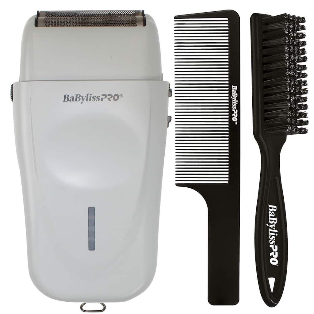 BaByliss Pro Limited Edition LithiumFX+ Cord/Cordless Lithium Ergonomic Double Foil Shaver Gray FXFS573GY + Fade Brush + 9" Comb