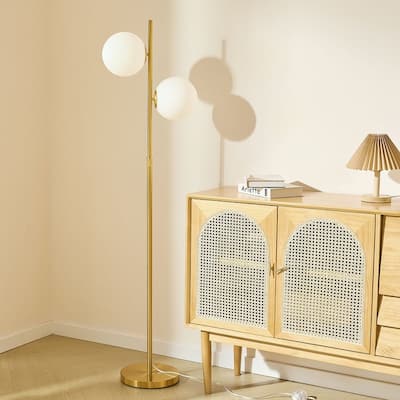 CO-Z 73-inch 2 Light Glass Shades Floor Lamp Height Adjustable