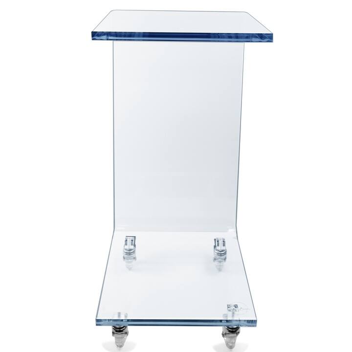 DesignStyles Acrylic C-Table w/Wheels - Blue Trim