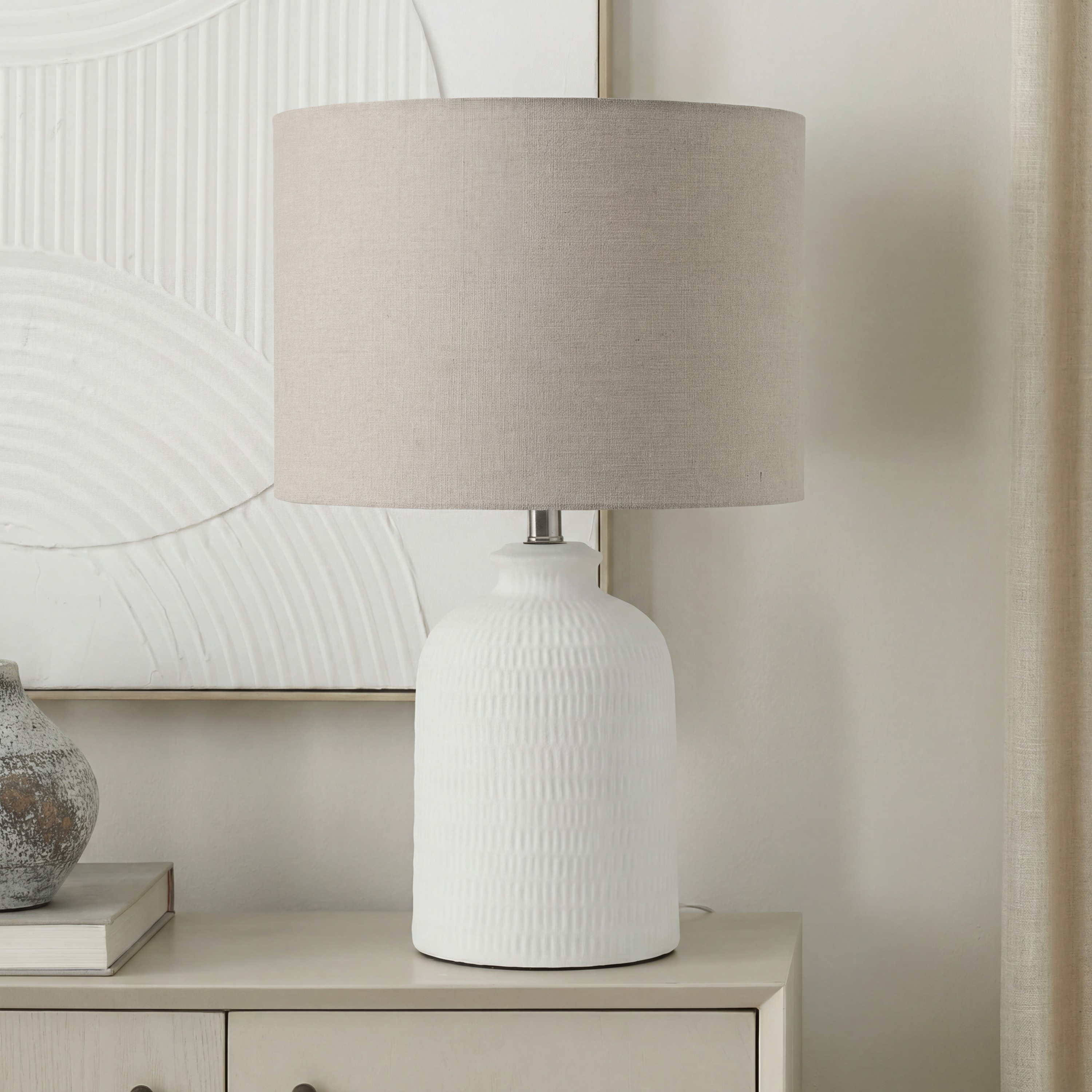 Nourison 24" Textured Ceramic Farmhouse Table Lamp