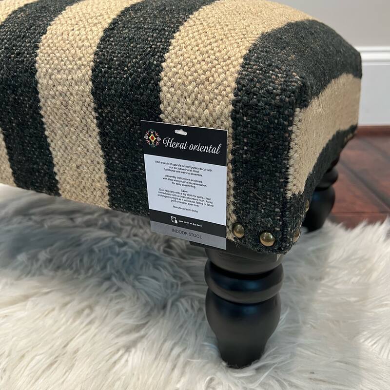 HERAT ORIENTAL Handmade Striped Footstool Ottoman