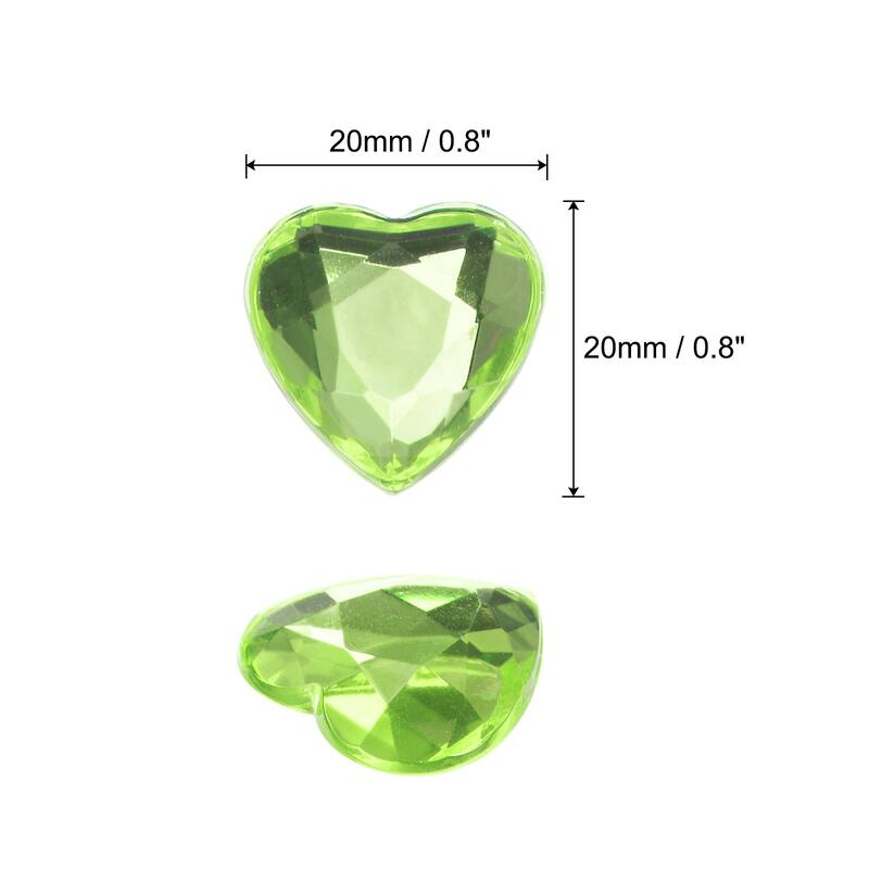 40 Pcs Acrylic Flat Back Rhinestones 20mm Heart Artificial Gemstone - Light Green