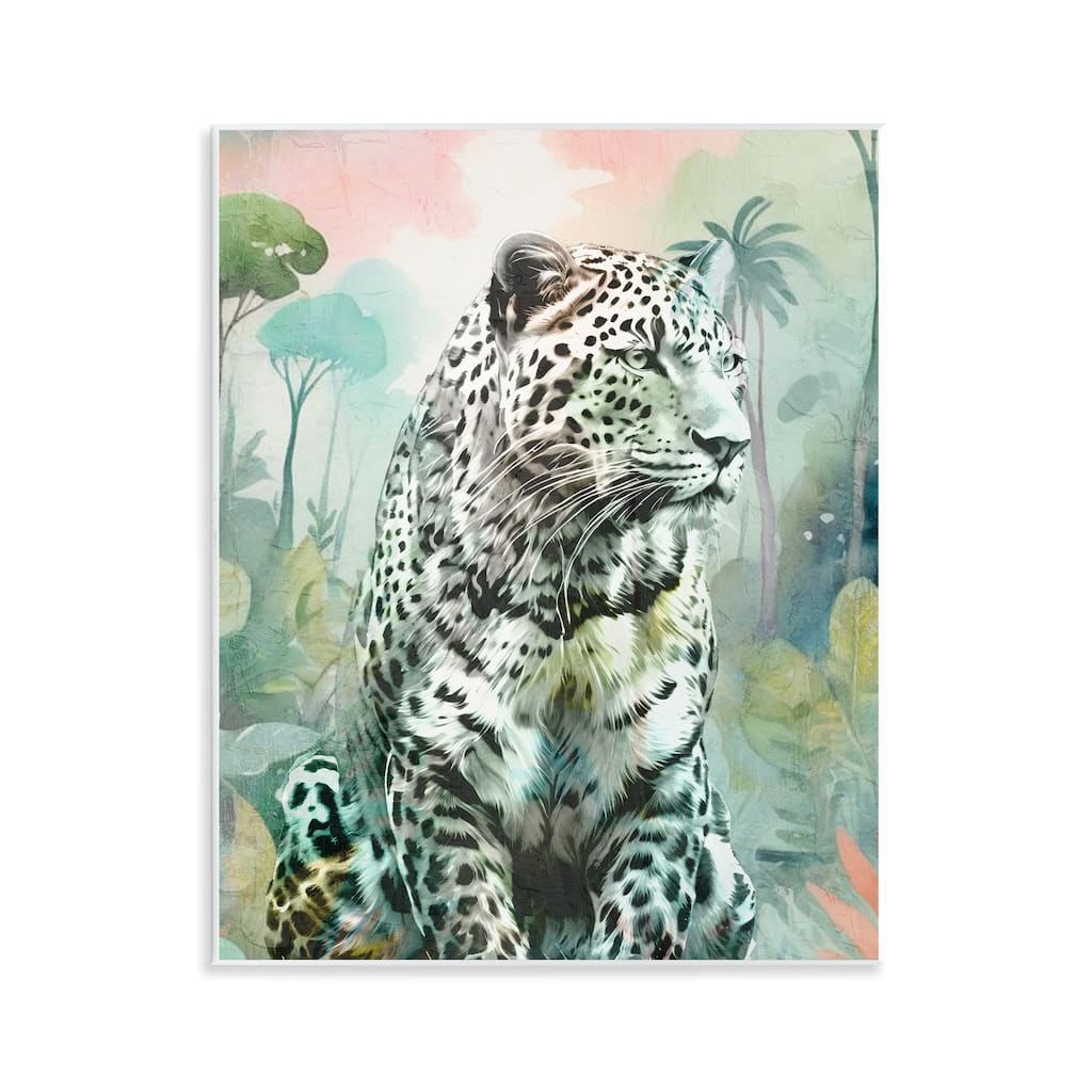 Stupell Leopard Gazing in Jungle Wall Plaque Art Design By Kim Allen