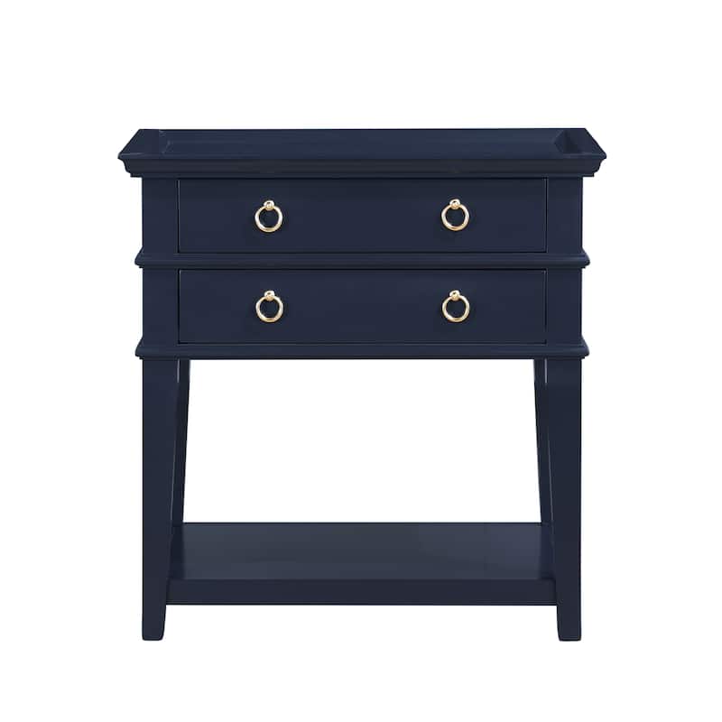 Collette 2-Drawer Tray Top Nightstand by Greyson Living - Midnight Blue