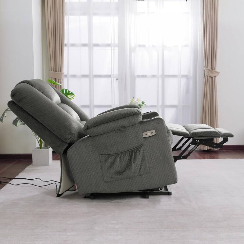 MCombo Large Electric Power Lift Recliner Chair with Massage and Heat for Elderly, Fabric 7549