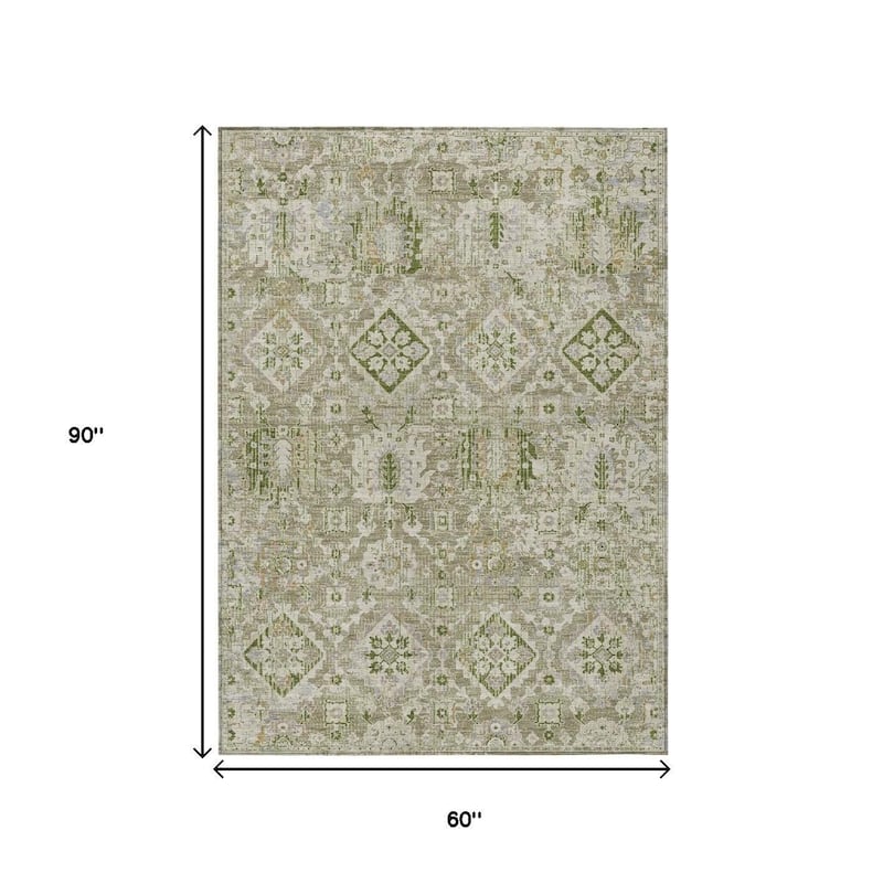 HomeRoots Floral Medallion Traditional Rectangle Outdoor Rug
