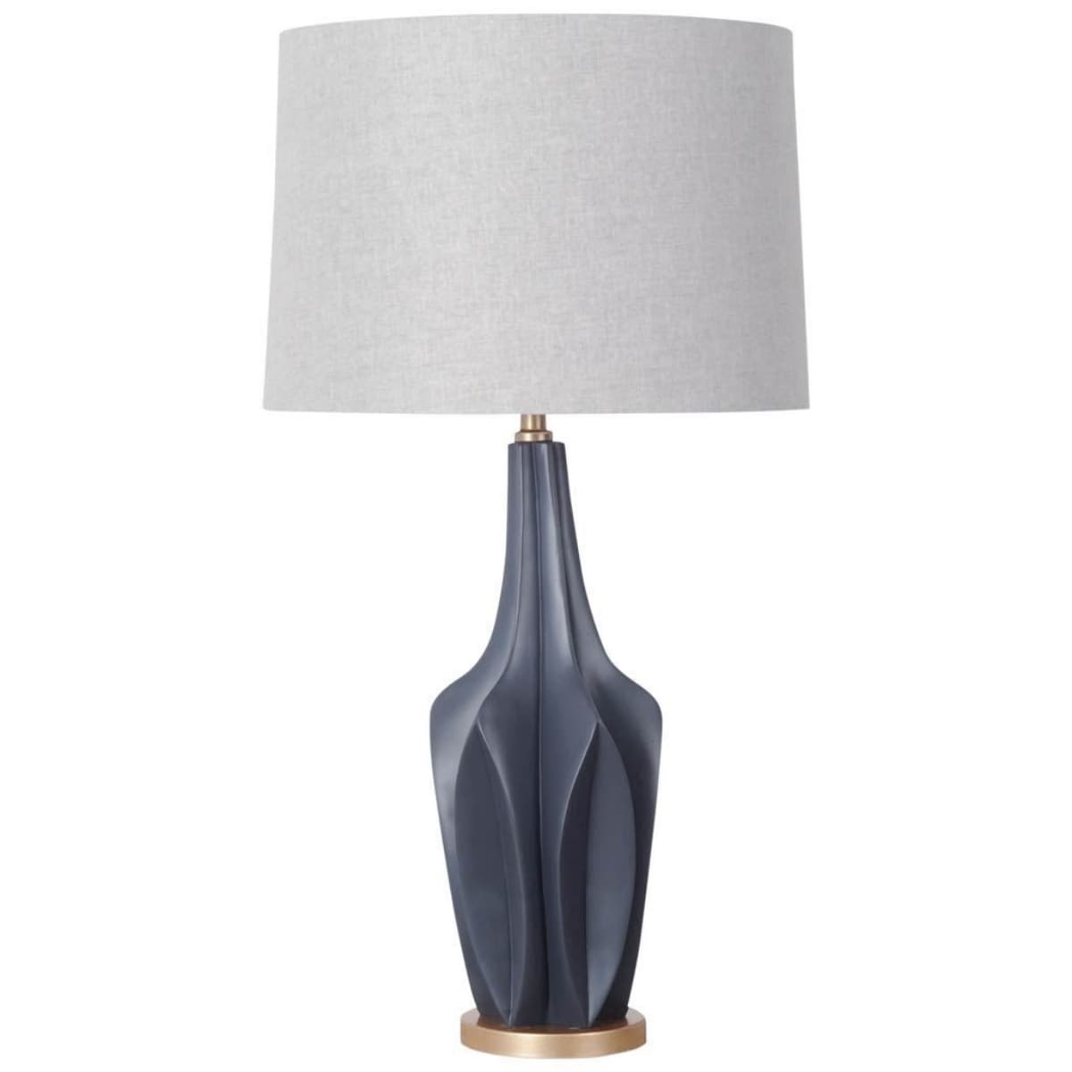 Slate Blue Resin Table Lamp Base with Gold Finish Cylinder Shade Rotary Switch - 7” x 7” x 29” (D x W x H)